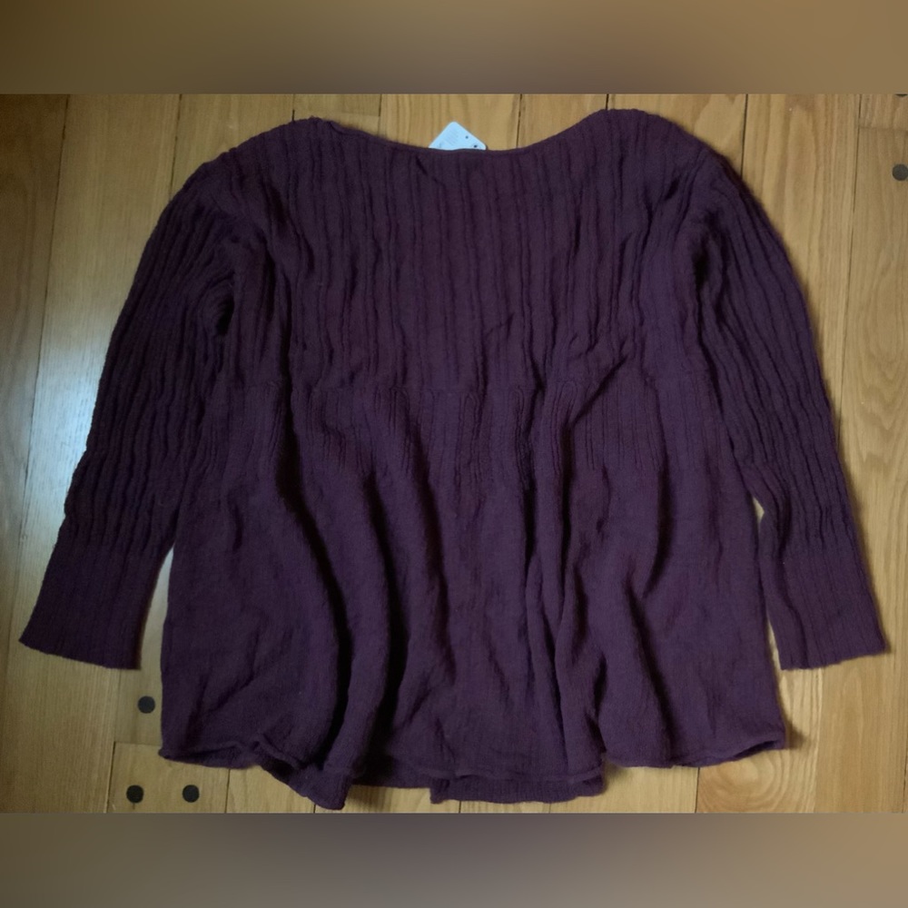Free People Beach Burgundy Wine Delancey Sweater Top Oversized NWT - Picture 4 of 5